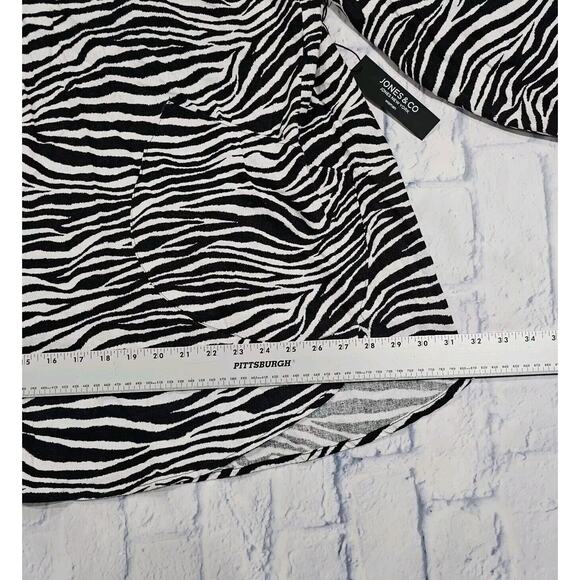 Jones New York Black White Zebra Striped Linen Blend Tunic Top Dress WOMENS 2X - Picture 3 of 10